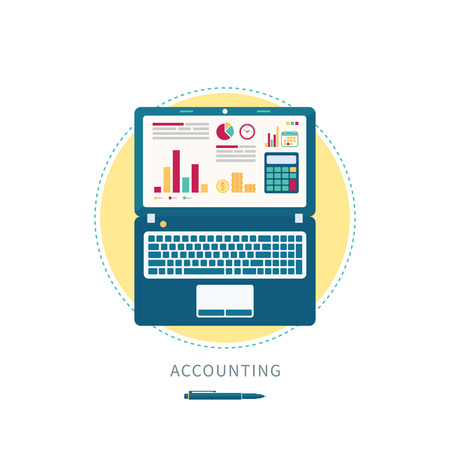 Vector illustration of online accounting. Flat designのイラスト素材