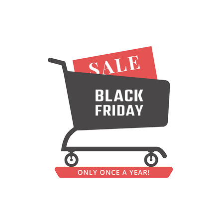 Black friday sale icon. Shopping cart. Vectorのイラスト素材