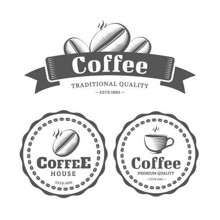 Coffee logo and labels vintage style. Vector illustrationのイラスト素材