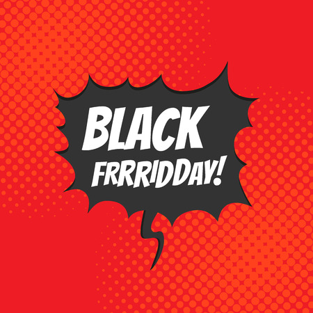 Black friday comic style. Speech bubble illustrationのイラスト素材
