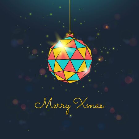 Merry christmas greeting card. Christmas color ball with shining particles. Vectorのイラスト素材
