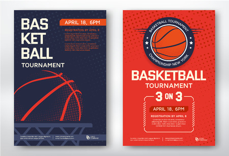 Basketball tournament modern sports posters design. Vector illustration.