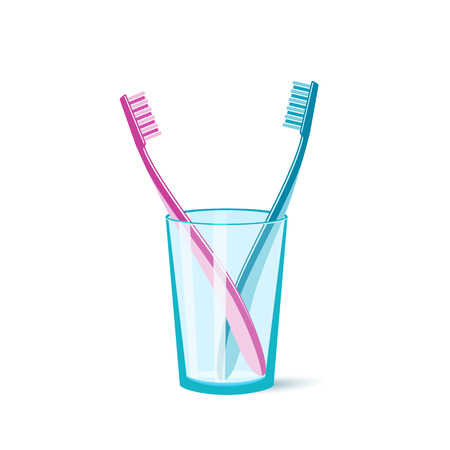 Toothbrush in a glass. cartoon illustrationのイラスト素材