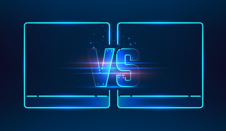 Versus screen design. Blue neon VS letters. Vector illustrationのイラスト素材
