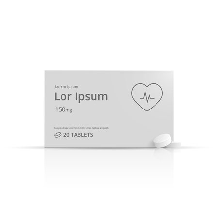 Realistic package box with pills. Template design packaging for pills.のイラスト素材