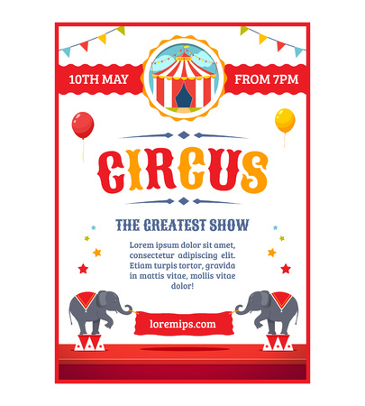 Circus greatest show poster template. Cartoon illustration.のイラスト素材