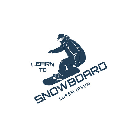 Snowboard school template. Vector silhouette snowboarderのイラスト素材