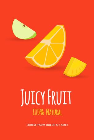 Juicy fruits poster. Slice fruits vector illustration.の写真素材