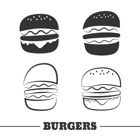 Burgers vector icons or elements  . Silhouette burger.のイラスト素材