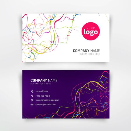 Business cards with abstract color curly line.のイラスト素材