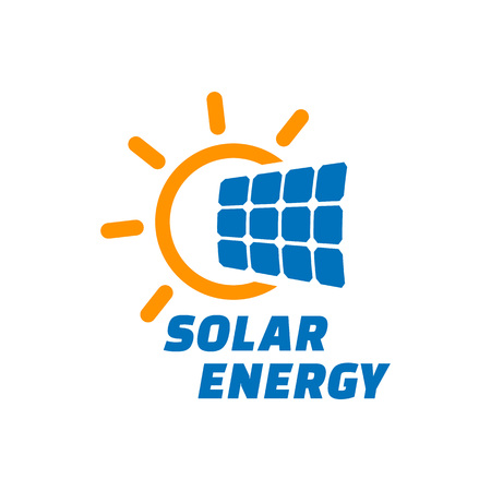 Solar energy logo or icon. Vector solar panel sign.のイラスト素材