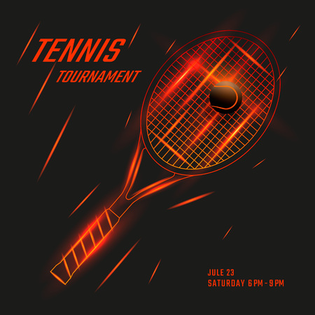 Tennis tournament poster design with glowing racket and ball. templateのイラスト素材