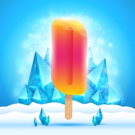 Design with ice cream on background Ice crystals. illustrationのイラスト素材