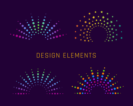 Fireworks arch design elements . Explosion colorful shape. illustrationのイラスト素材