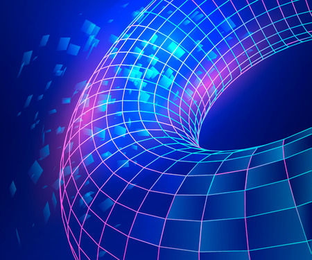 Torus shape wireframe. Futuristic 3D vector Illustrationのイラスト素材