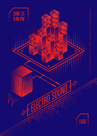 Electro sound music posterのイラスト素材