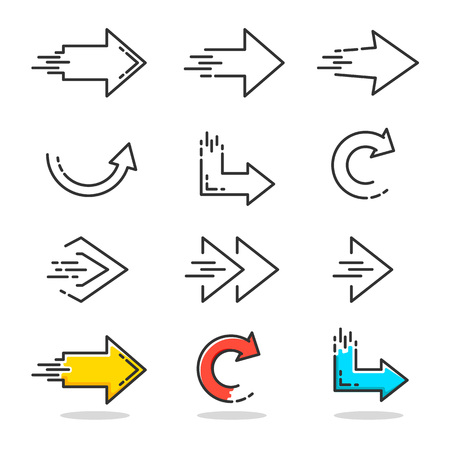 Arrows icons set in linear style design. Vector graphic illustrationのイラスト素材