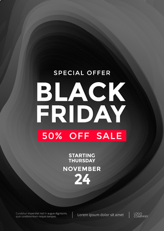 Black Friday sale poster or flyer design template. Vector illustrationのイラスト素材