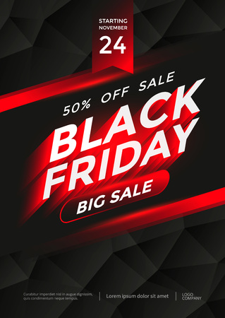 Black Friday sale poster or flyer design template. Vector illustrationのイラスト素材