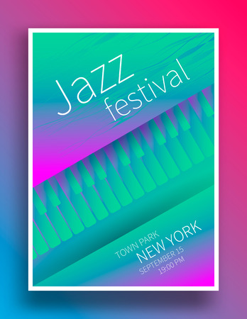 Jazz music festival poster design template. Piano keys. Vector illustration flyer for lounge jazz concert.のイラスト素材
