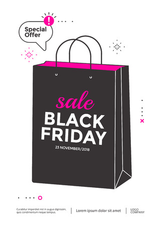 Black Friday sale poster design flat illustrationのイラスト素材