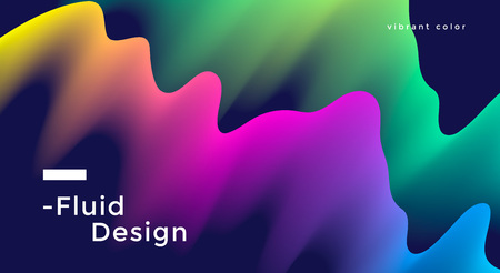 Fluid wide poster design with vibrant colorful wave shapes. Vector illustrationのイラスト素材