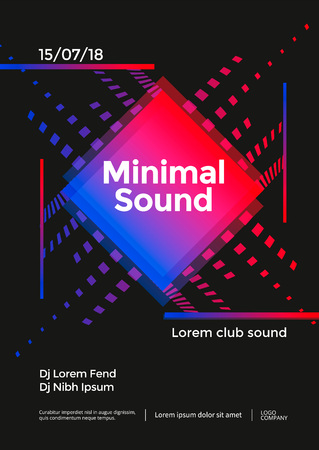 Minimal Music poster design. Sound flyer with abstract geometric shape. Vector templateのイラスト素材
