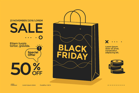 Black Friday sale poster design flatのイラスト素材