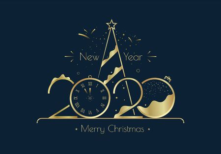 Happy New Year 2020 greeting card design templateのイラスト素材