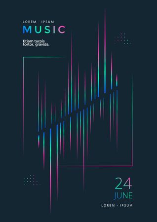 Music festival poster with equalizer gradient lineのイラスト素材