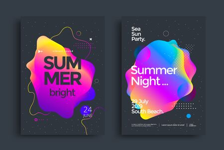 Summer bright party poster colorful liquid formのイラスト素材