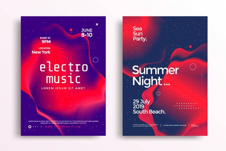 Electronic music festival in duotone colorのイラスト素材