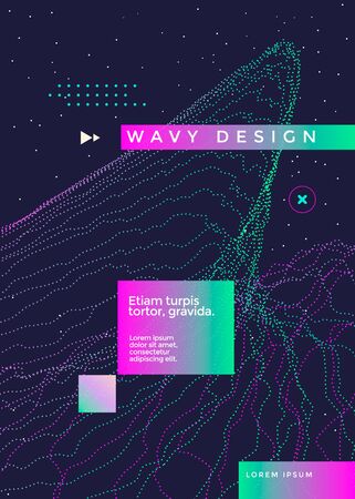 Wavy geometric poster design. Cover with dotted gradient shape.のイラスト素材