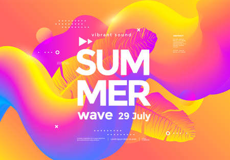 Electronic music fest summer wave party poster