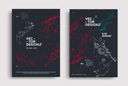 Minimal covers design with line polygons plexusのイラスト素材