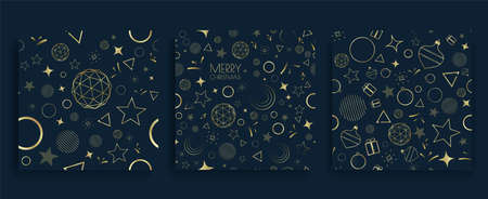 Christmas seamless pattern set with golden element