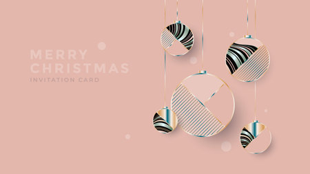 New Year greeting card design with christmas ballのイラスト素材