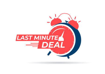 Last minute deal label with red alarm clock.のイラスト素材