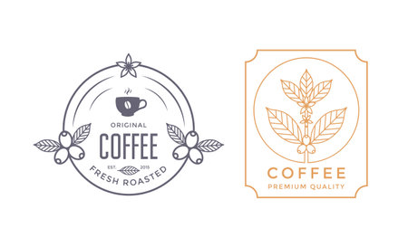 Coffee house labels design with coffee branchのイラスト素材