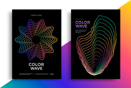 Color wave lines flyer design. Music waveformのイラスト素材