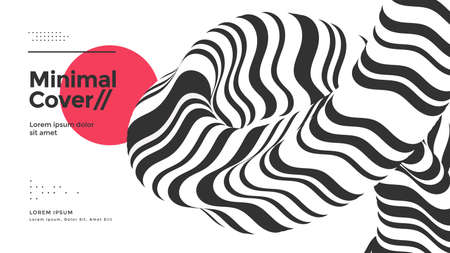 Black and white background with optical fluid waveのイラスト素材