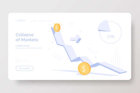 Financial crisis concept with falling diagramのイラスト素材