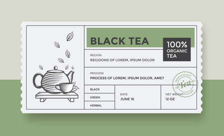 Black Green Tea design package. Vector templateのイラスト素材