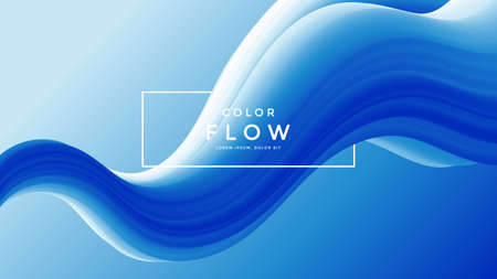 Creative design 3d flow shape. Liquid wave blueのイラスト素材