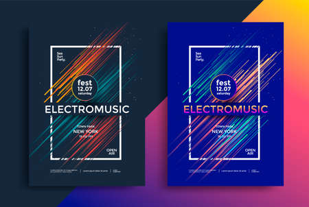 Electro music festival poster with abstract lines.のイラスト素材