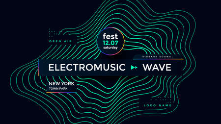 Music wave poster design. Electronic Sound cardのイラスト素材