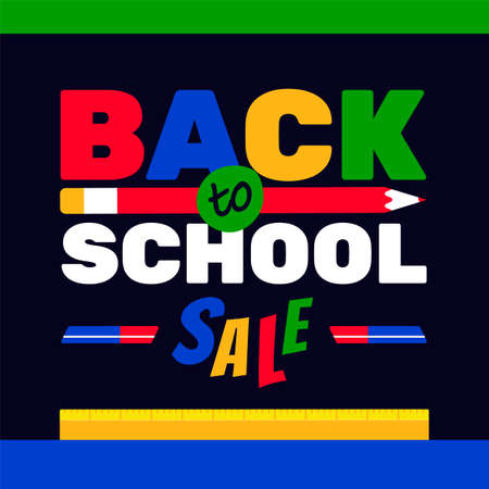 Back to school sale colorful typography backgroundのイラスト素材
