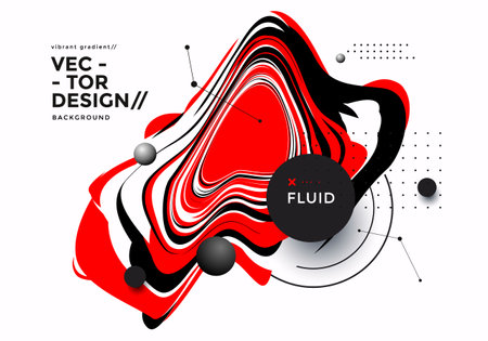 Black and red fluid shape on white backgroundのイラスト素材