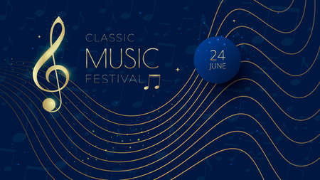 Music festival background with notes, treble clefのイラスト素材