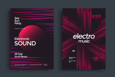 Electronic music poster with gradient lineのイラスト素材